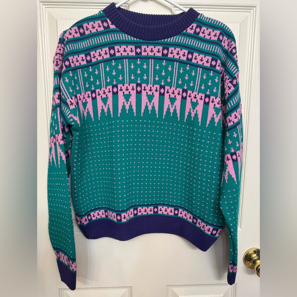 Reclaimed Vintage Retro Colorful Knit Sweater | 80s 90s Vibes | Size S